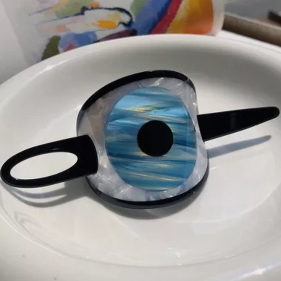 NEW Evil Eye Black Hair Pin Clip Barette - Picture 1 of 10